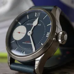 Astor+Banks AB1405, blue dial with small seconds at 9, brushed steel case