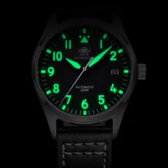 Addiesdive H2/AD2519 lume shot, with green-glowing numerals, markers and hands