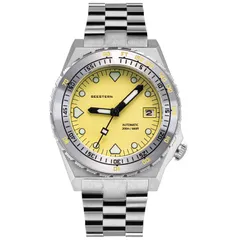 Seestern S407-600T.Y with yellow dial and steel bezel on steel bracelet