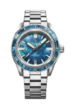 Zelos Swordfish 42mm, mother-of-pearl dial and bezel