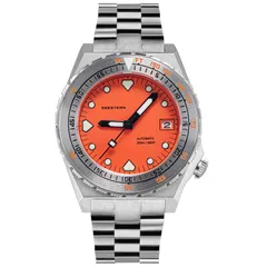 Seestern S407-600T.O with orange dial and steel bezel on steel bracelet