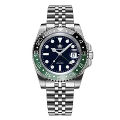 Addiesdive AD2050 GMT with black dial and black-and-green bezel