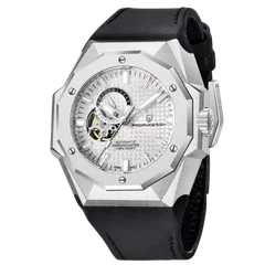 Pagani Design PD-YS010 with silver-white dial and steel bezel on black strap