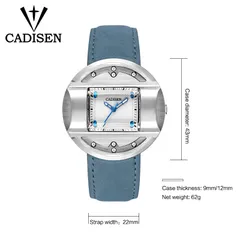 Cadisen C2027M dimension drawing (43mm, 9mm/12mm thick, 22mm strap, 62g)