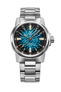 Zelos Aurora Field 42mm Ti, teal hammered fumé dial