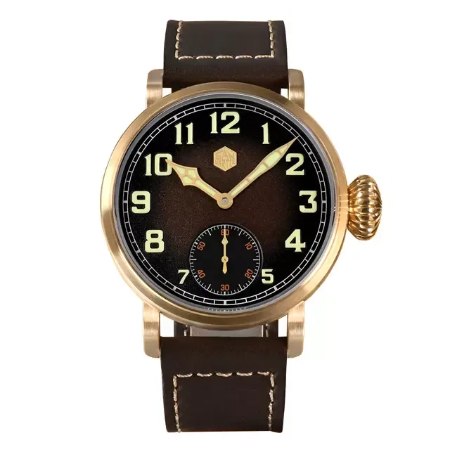 San Martin SN095-Q-DA bronze pilot with ST3621, brown gradient dial and small seconds