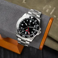 Raven MCTP 42mm Double GMT Bravo, Warfighters dial logo, 24-hour bezel, on three-link bracelet