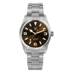 Watchdives WD6610 with sunray brown 3-6-9 dial on the steel bracelet