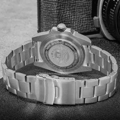 Addiesdive AD2504 solid engraved caseback and fold-over clasp with safety lock