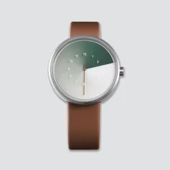 Anicorn TTT#1 Hidden Time Olive on a brown leather strap