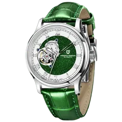 Pagani Design PD-YS015 with green sparkle centre on green leather strap