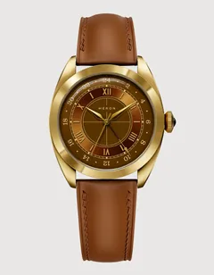 Héron Mirabel GMT Brown, gold PVD case