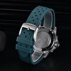 Pagani Design PD-1780 solid caseback and signed buckle on blue strap