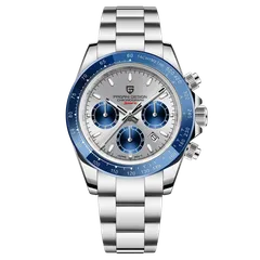 Pagani Design PD-1644 with silver dial, blue sub-dials and blue bezel