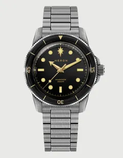 Héron Marinor Gilt & Black ref. 3004-A on steel bracelet