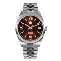 San Martin SN050-G 38.5mm with sunray brown dial, Roman numerals and five-link bracelet
