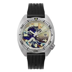 San Martin SN0068G with Great Wave luminous dial on rubber strap