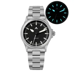 Militado ML18 (VH31) with black dial and fine minute track on steel bracelet