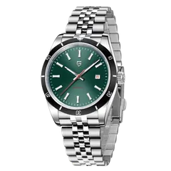 Pagani Design PD-1821 with green sunburst dial and black 60-minute bezel on jubilee-style bracelet