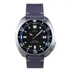 Heimdallr Titanium Turtle 6105 with black dial on leather strap