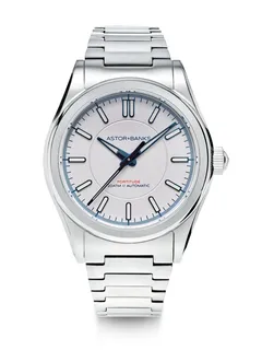 Astor+Banks Fortitude Lite, silver dial with blued hands, on steel bracelet