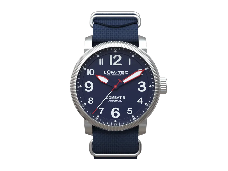 Lüm-Tec Combat B70, matte blue dial, front view