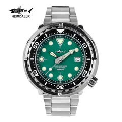Heimdallr HMSG11 Tuna Can with green dial on steel bracelet