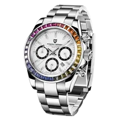 Pagani Design PD-1644 Rainbow with white dial and gem-set rainbow bezel