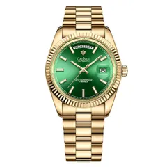Cadisen C8215 with green dial in a gold-tone case and bracelet