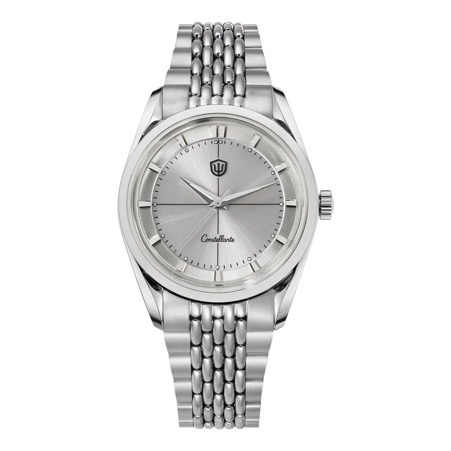 Watchdives WD1954 Arctic Classic with sunray silver white pie-pan dial on the beads-of-rice bracelet