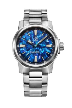 Zelos Aurora Field 42mm Ti, blue mother-of-pearl mosaic dial