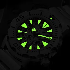 Addiesdive AD2103 skeleton lume shot, markers, hands and bezel pip glowing green