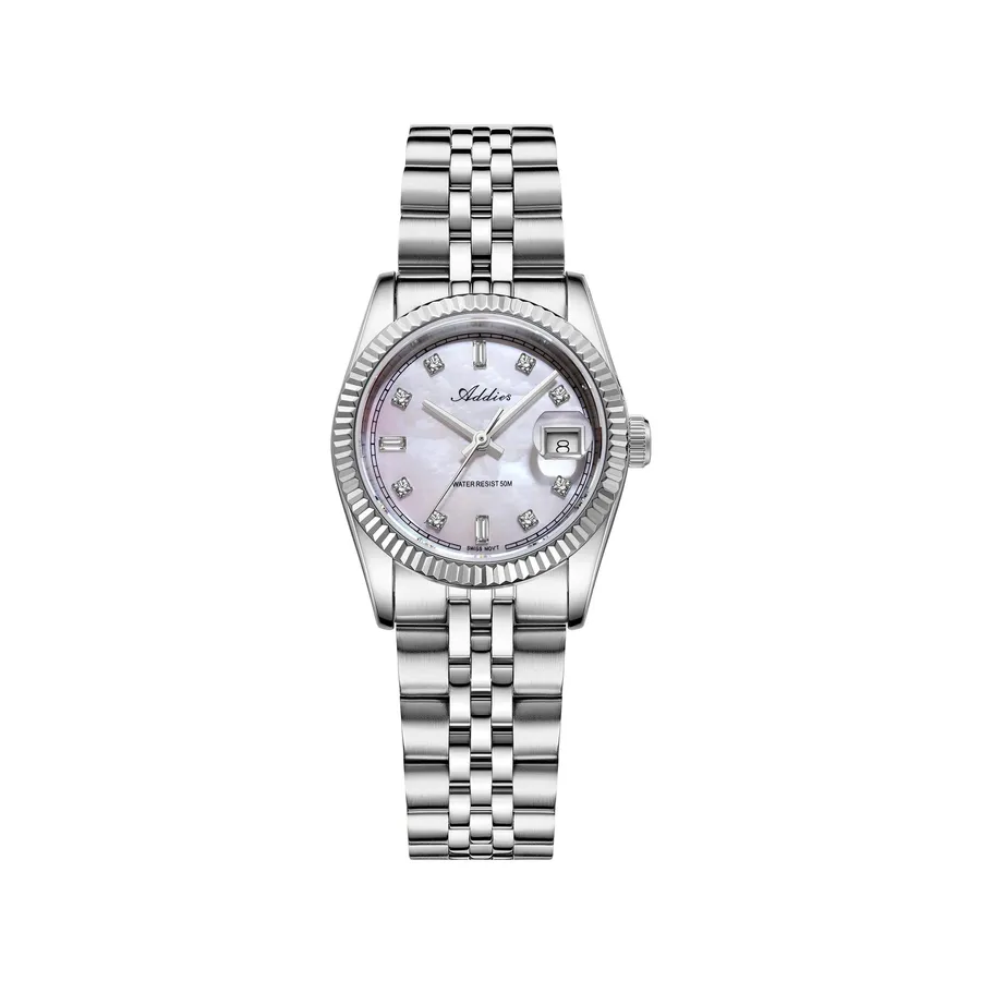 Addies AW25905 in steel with mother-of-pearl dial, fluted bezel and jubilee bracelet