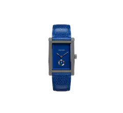 echo/neutra Rivanera + seconde/seconde/ with blue hobnail-pattern dial on blue leather strap