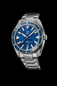 Zelos Horizons 43mm SS Blue Meteorite, blue PVD meteorite dial and blue ceramic dive bezel
