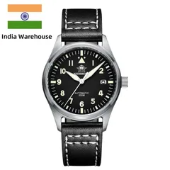Addiesdive H2 with black dial on a black leather strap (India warehouse listing photo)