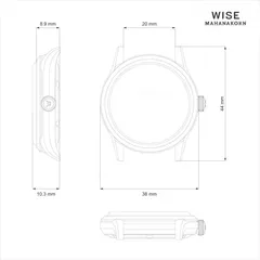 Wise Mahanakorn case drawing (38mm case, 44mm lug to lug, 20mm lugs, 10.3mm height)