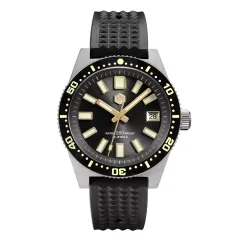 San Martin SN007-G-V3 with gun gray dial, gilt hands and date on waffle rubber strap