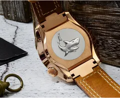 San Martin SN038-Q monocoque bronze case back with shark emblem