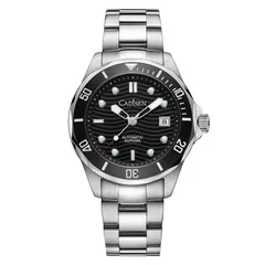 Cadisen C8201 with black wave-pattern dial and black bezel