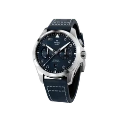 Wise Flyboy FL-03T in 904L steel, blue dial with Thai numerals, on blue leather strap