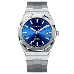 Cadisen C8180 with blue sunray dial on the integrated steel bracelet