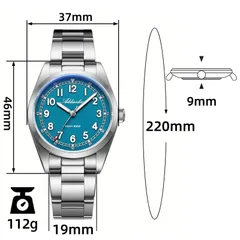 Addiesdive AD2521 dimension graphic (37mm, 46mm lug-to-lug, 9mm, 19mm, 220mm, 112g)