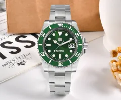 San Martin SN017-G with the newer lighter green sunburst dial and green ceramic bezel