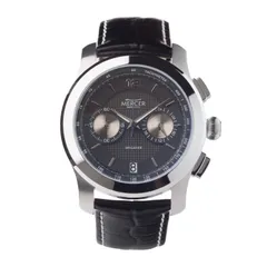 Mercer Brigadier Chronograph Gray, steel case with grey guilloche dial and silver sub-dials, on a black croc-embossed strap