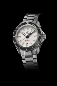 Zelos Swordfish Ti 42mm (2020), fully lumed white dial, black ceramic bezel