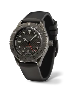 Undone Basecamp GMT Stealth on a black rubber strap