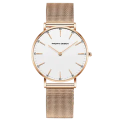 Pagani Design PD-1802L with white dial, rose-gold-tone case and mesh bracelet
