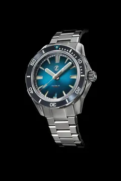 Zelos Swordfish 40mm SS Teal (2020), teal sunburst dial, black ceramic bezel, on bracelet