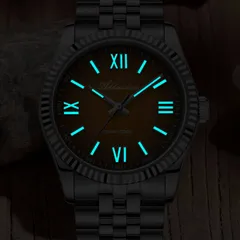 Addiesdive AD2512 lume shot, with blue-glowing markers and hands